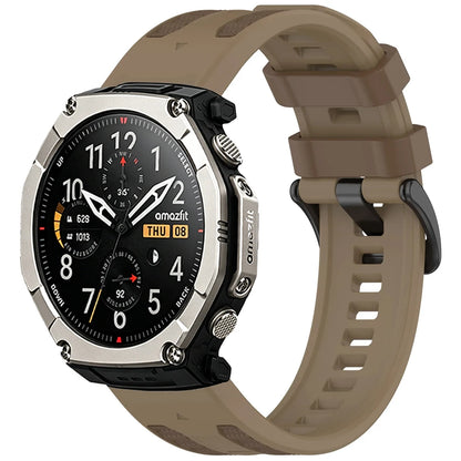 Khaki Brown Garmin QuickFit 22/26mm Silicone Band with Contrast Keepers