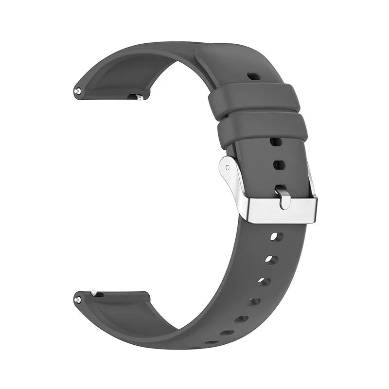 Polar Smooth Silicone Watch Band with Pin Buckle — Gray - Silver Buckle