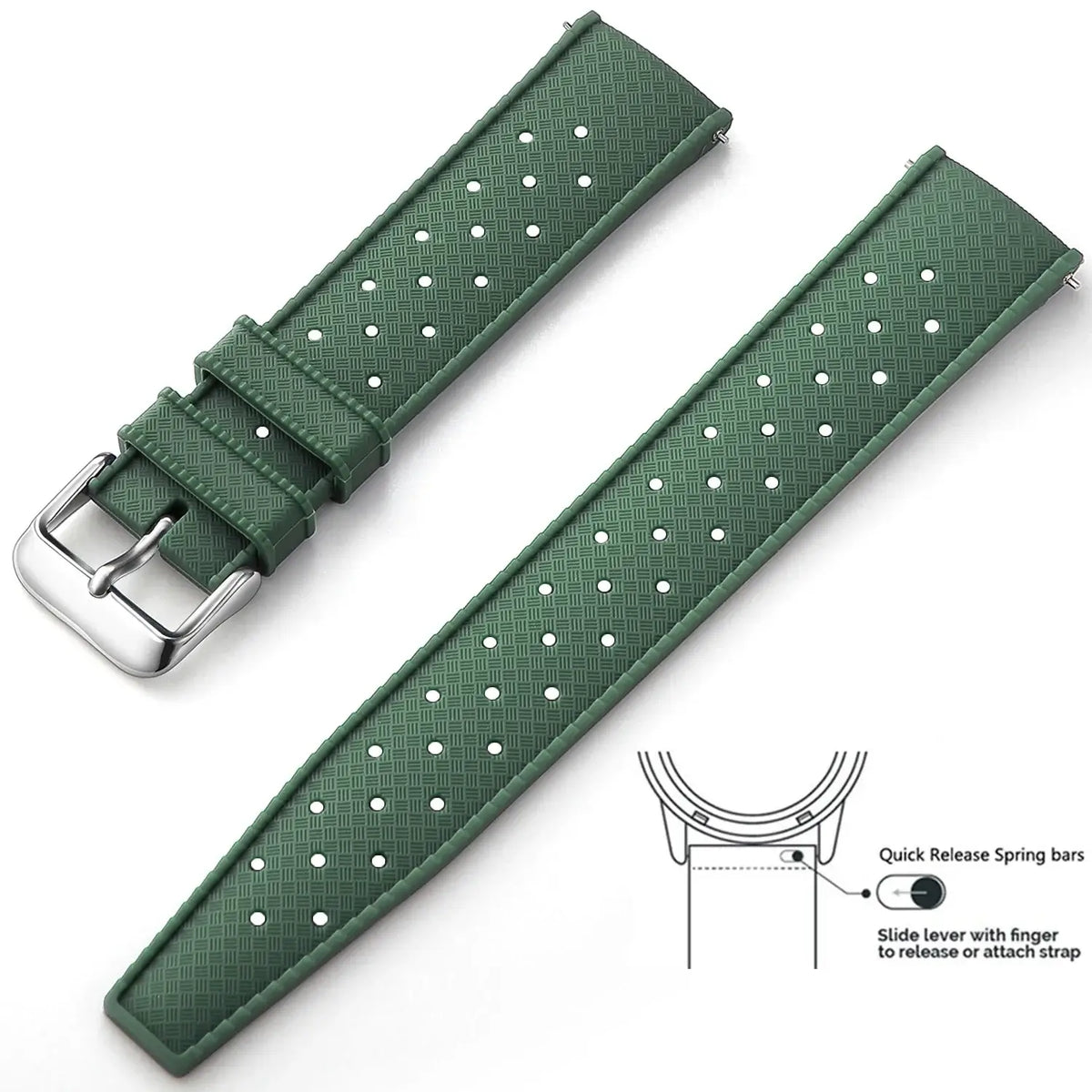 Tropic Silicone Band for Amazfit – Forest Green / Silver Buckle