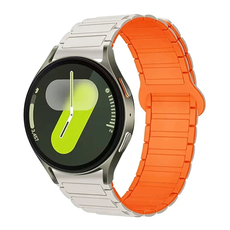 Motorola Moto Ribbed Magnetic Silicone Loop Band — Cream / Orange