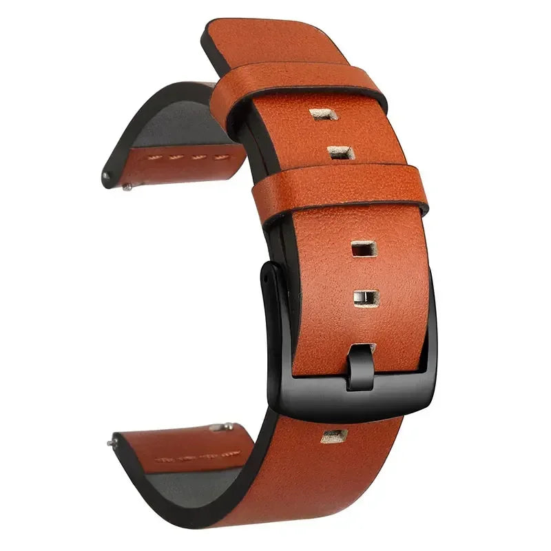 Motorola Moto Leather Band with Square Adjustment Holes — Cognac / Black Buckle
