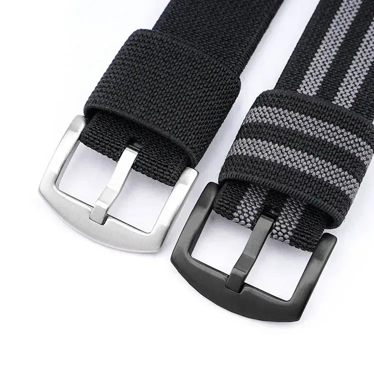 Suunto Woven Nylon Band with Fabric Keepers - Silver and black buckle detail