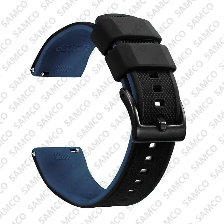 Amazfit Textured Silicone Band with Buckle Choices — Black / Navy / Black Buckle