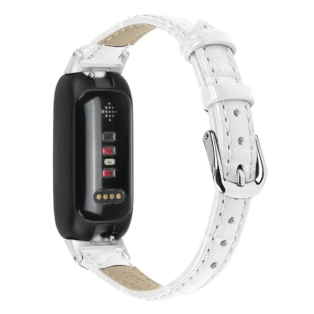 Fitbit Inspire 3 Slim Stitched Leather Band - White