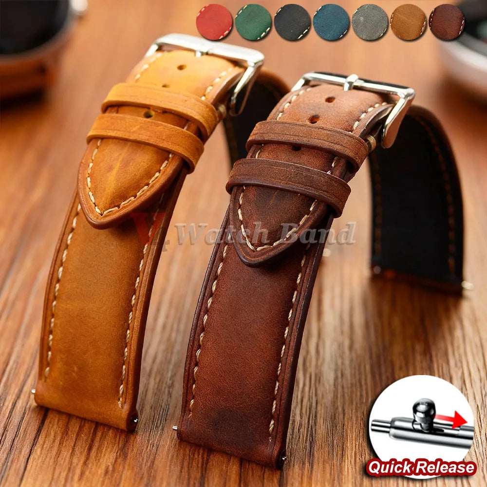 Garmin Vintage Stitched Leather Band in tan and brown