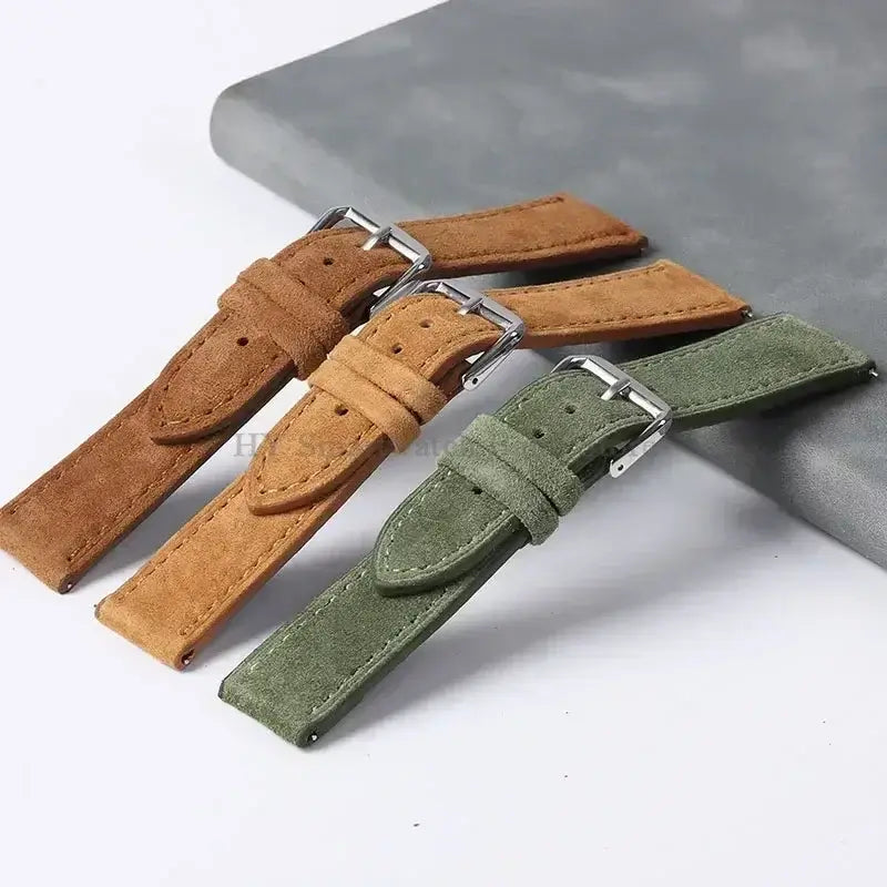 Brown and green suede straps — BandsCo Straps