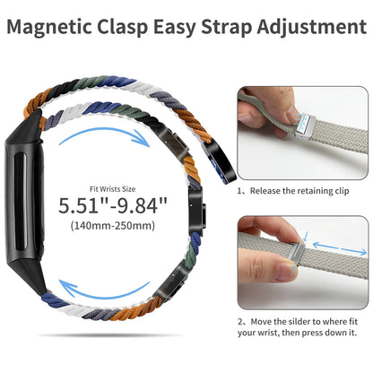 Fitbit Charge 5 and 6 Braided Nylon Band with Magnetic Clasp — band detail