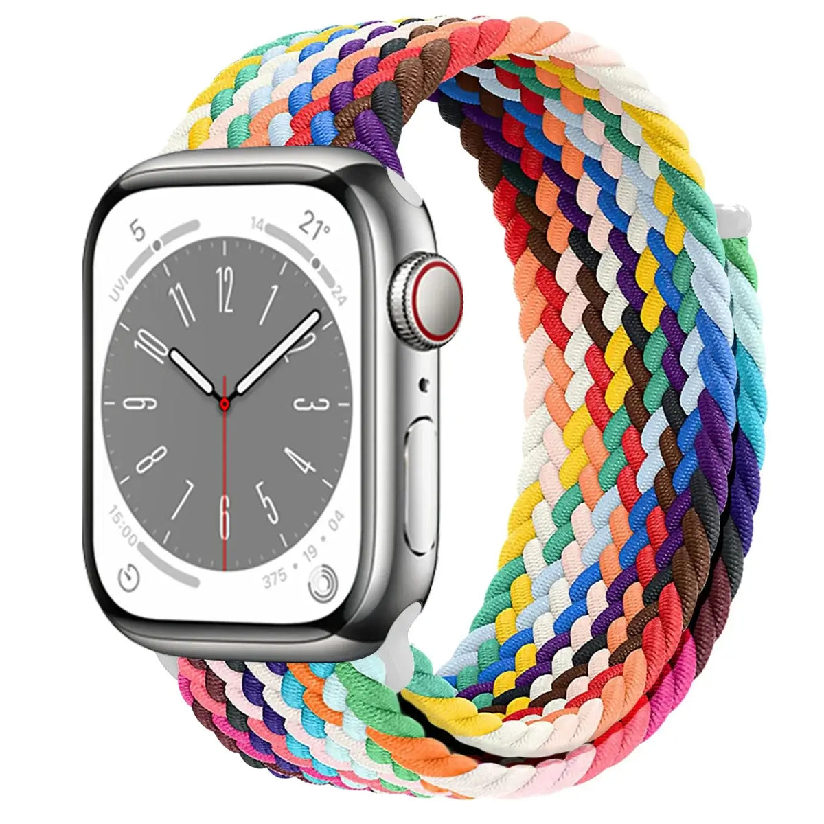 Rainbow braided nylon Apple Watch band