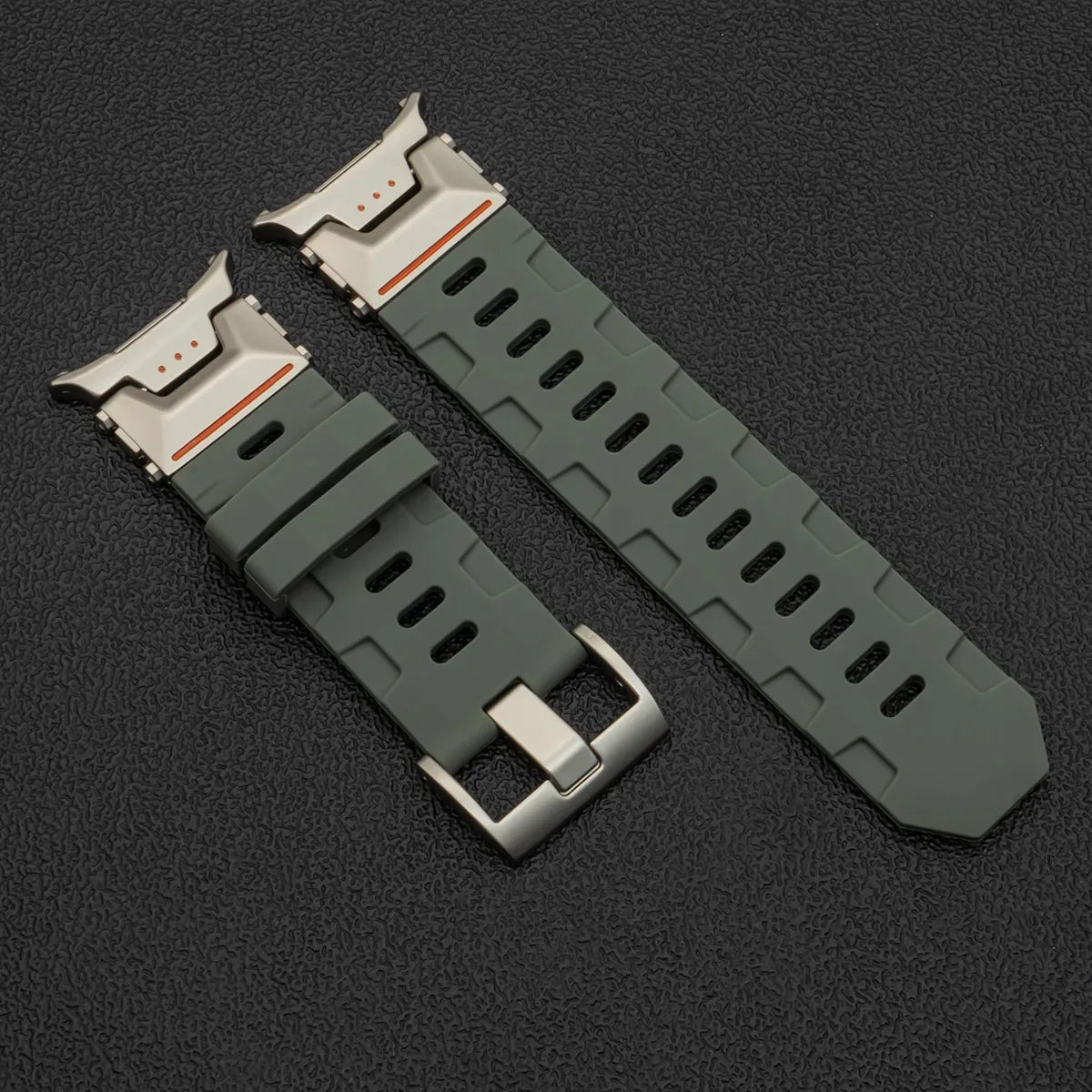 Samsung Galaxy Silicone Sport Watch Band - Ultra/Ultra2 No Gaps in grey silver, designed for seamless fit and dust prevention.