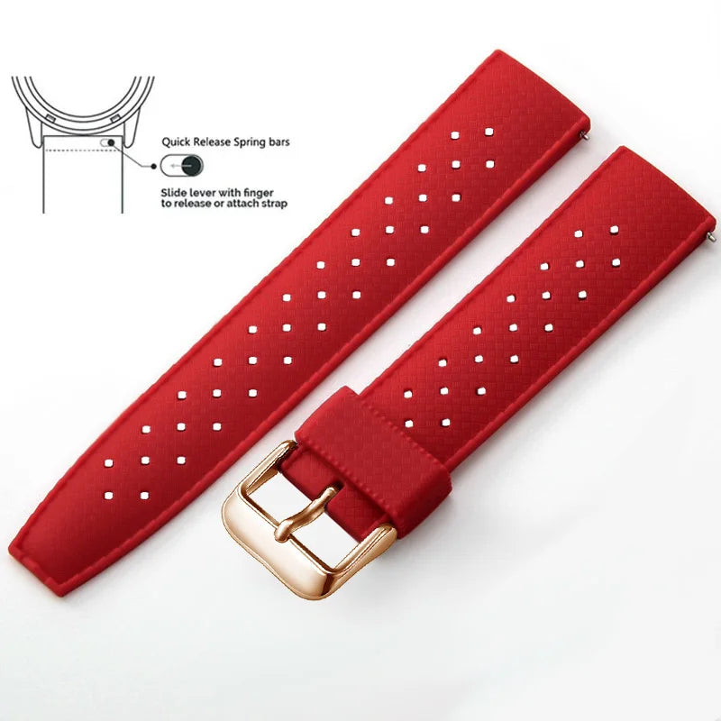 Tropic Silicone Band for Polar – Red / Rose Gold Buckle (Option 2)