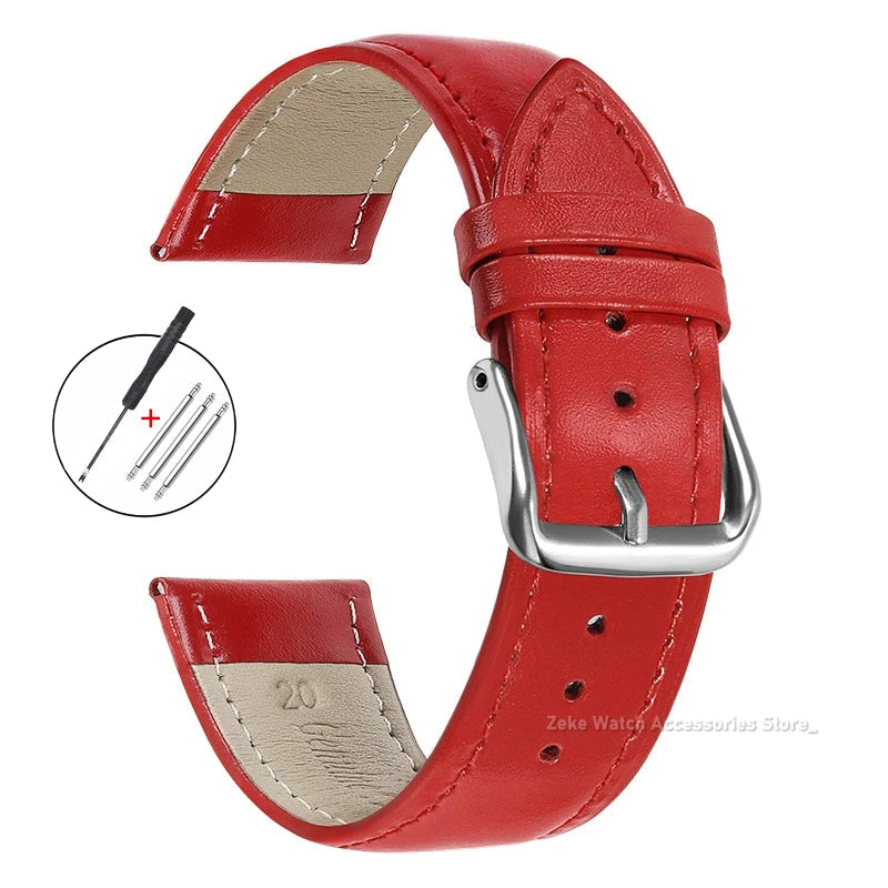 Garmin Slim Calfskin Band in Red with Silver Buckle
