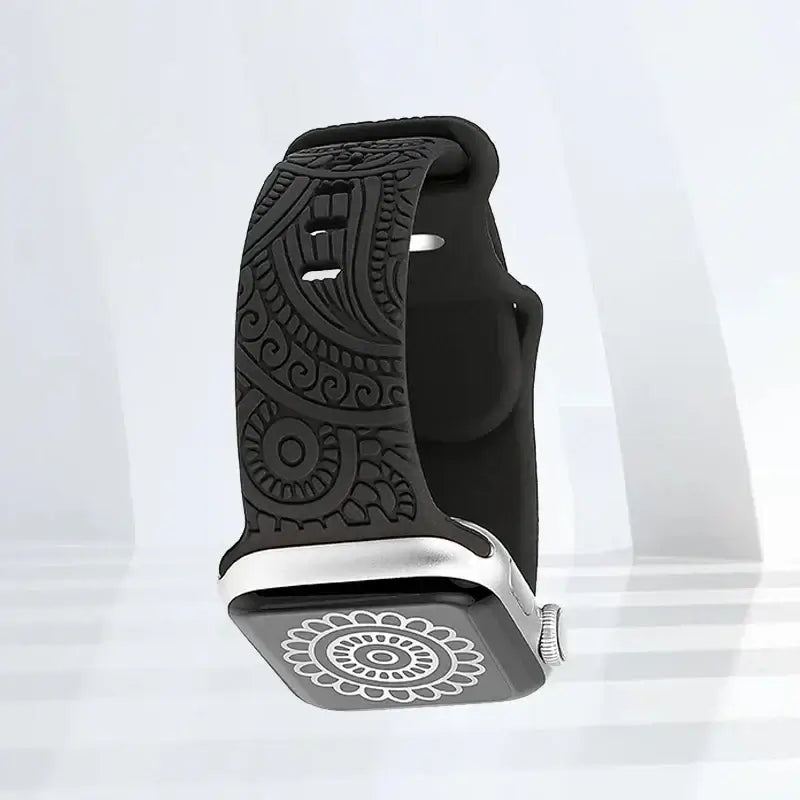 Black Ornamental silicone Apple Watch band