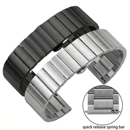 Garmin Brushed Stainless Steel Bracelet in black and silver with quick-release pins