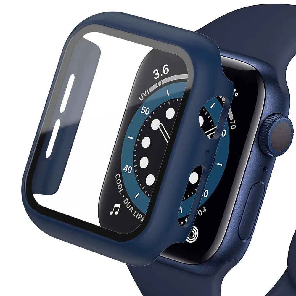Quality protective case for Apple Watch, navy blue, designed for durability and scratch resistance.