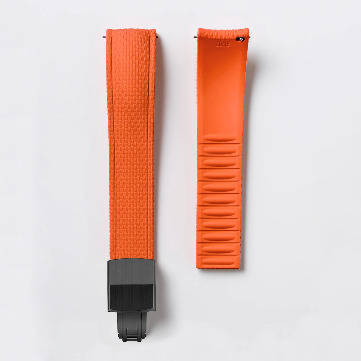 Garmin Curved-End FKM Rubber Band in Orange with Black Clasp