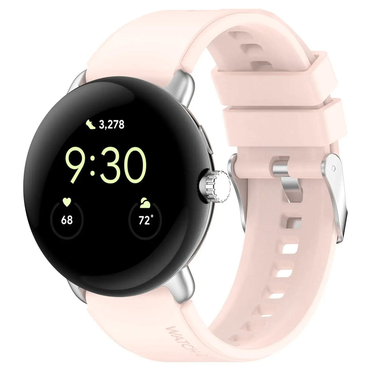 Blush pink silicone Pixel Watch buckle band
