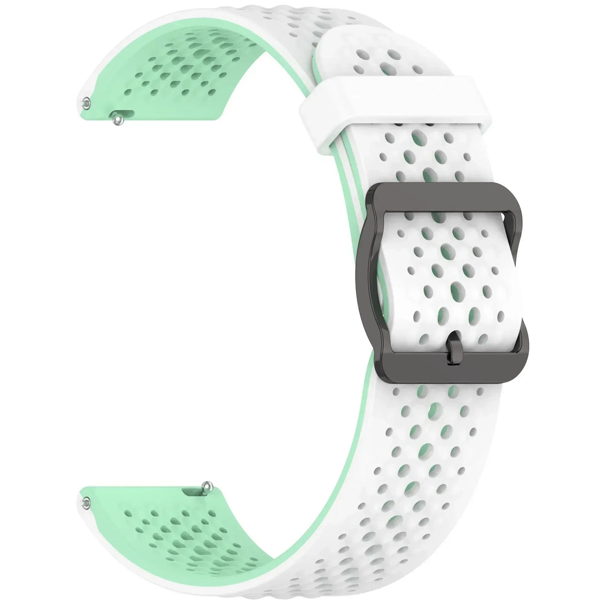 Perforated Silicone Buckle Band for Motorola Moto — White / Mint Green