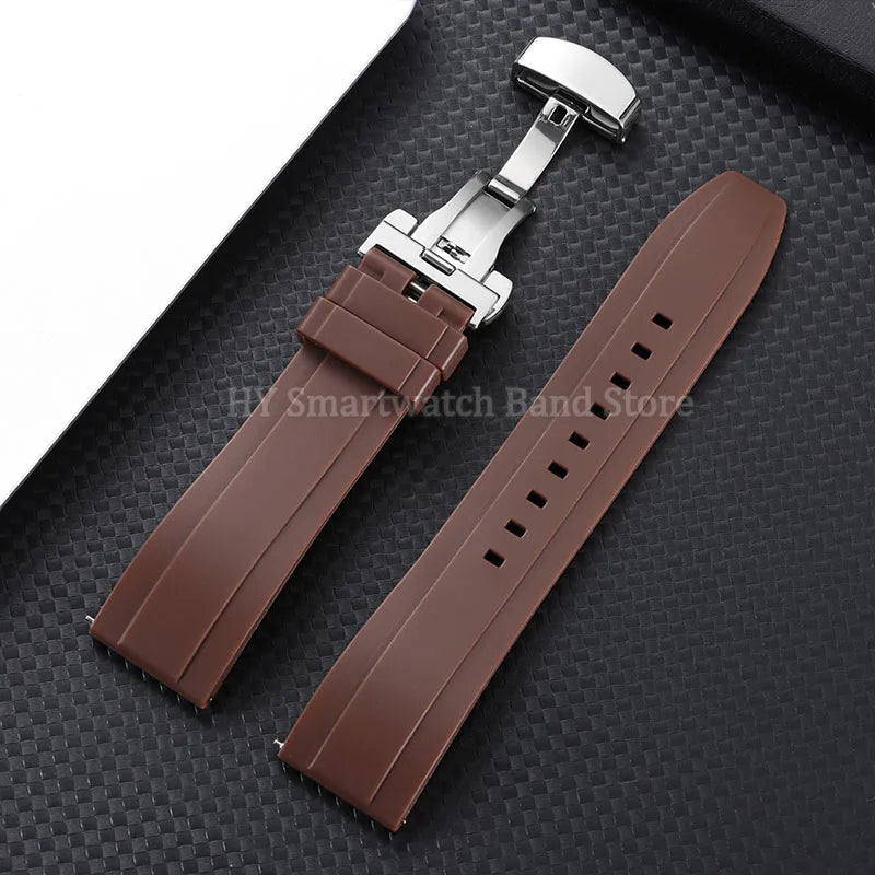 Garmin Silicone Butterfly Clasp Band in Brown with Silver Clasp