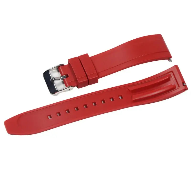 Raised-Center Silicone Buckle Band in Red for compatible Huawei watches