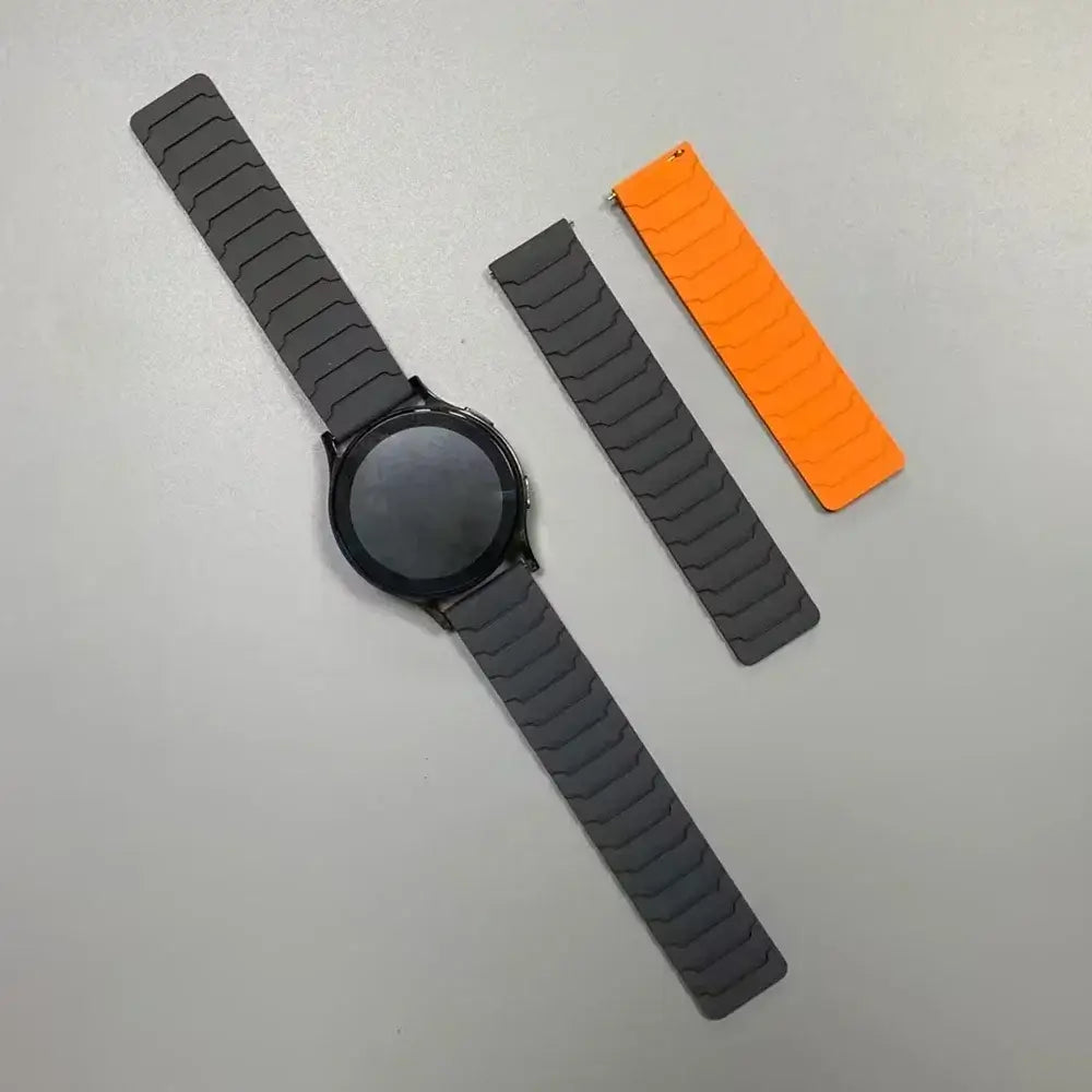 Amazfit Segmented Magnetic Silicone Loop Band — Gray / Orange