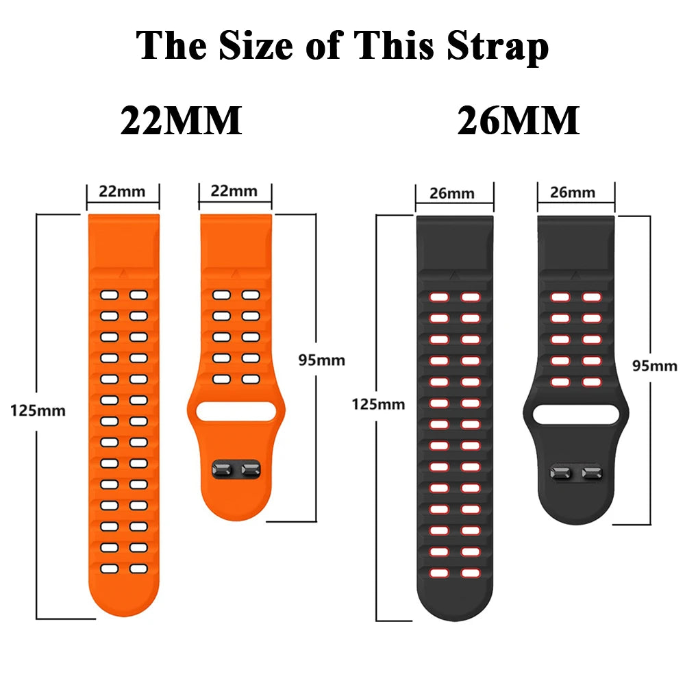 Garmin QuickFit 22/26mm Perforated Silicone Band with Tuck Closure — band detail