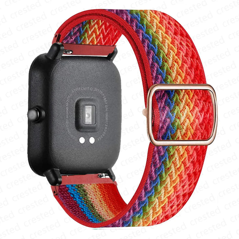 OnePlus Smartwatch Nylon Loop Band - Breathable Sport Wrist Strap with colorful rainbow design.