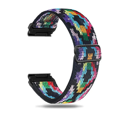 Bohemia Multicolor Garmin QuickFit 20/22/26mm Elastic Bohemian Woven Nylon Band