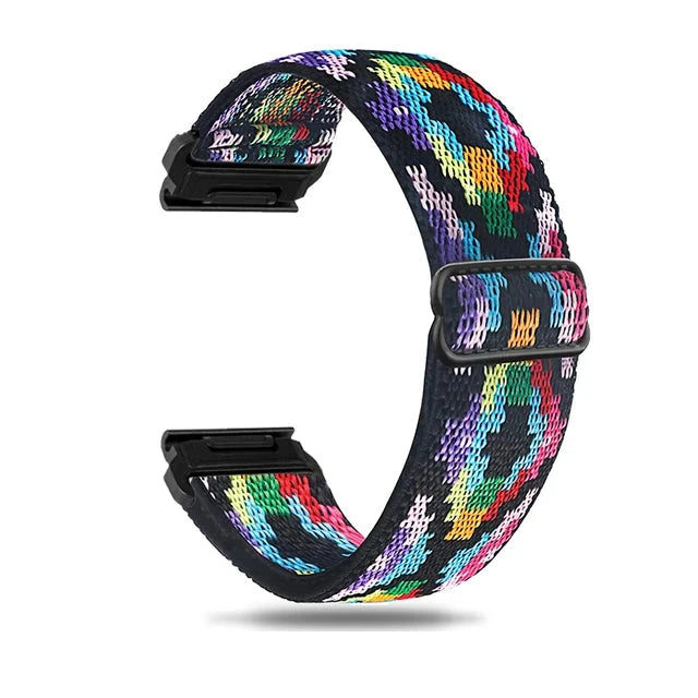 Bohemia Multicolor Garmin QuickFit 20/22/26mm Elastic Bohemian Woven Nylon Band