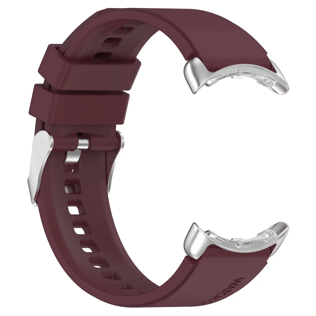 Buckle Silicone Google Pixel Watch Band with Double Keepers in Burgundy