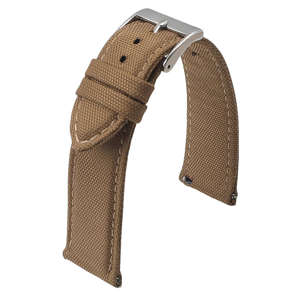 OnePlus Smartwatch Nylon Quick Release Sport Watch Band Men Women in brown nylon material.