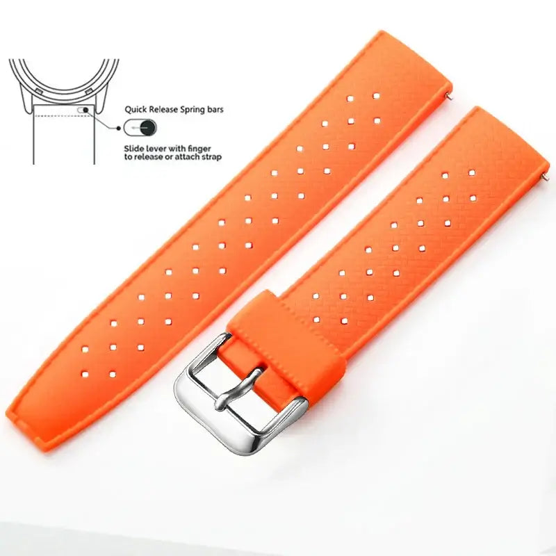 Tropic Silicone Band for Amazfit – Orange / Silver Buckle (Option 1)