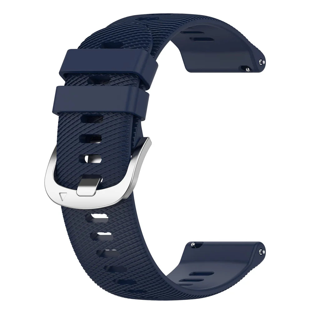 COROS Textured Silicone Sport Band in Solid and Two-Tone Colors – Navy Blue / Silver Buckle