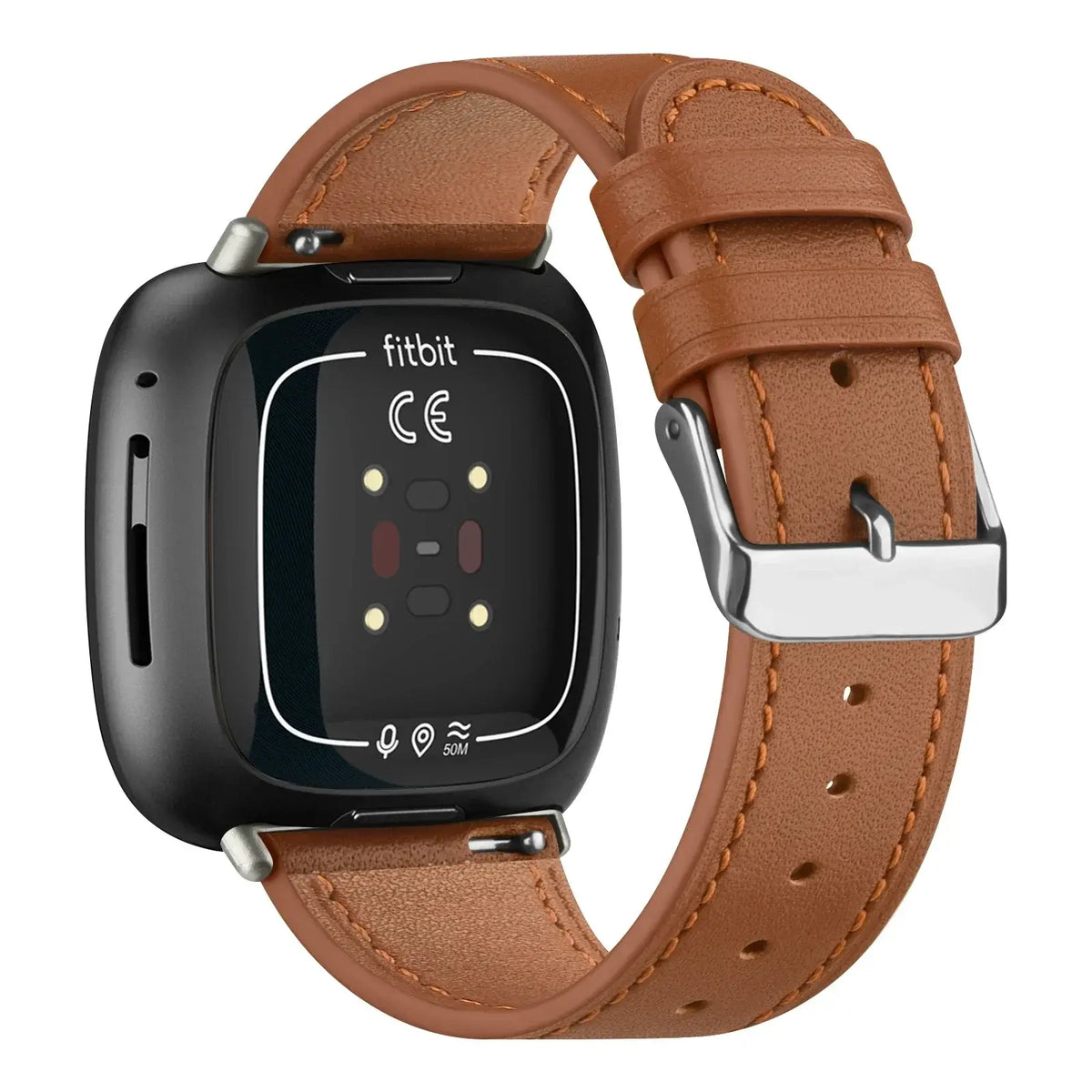 Fitbit Versa 3/4 & Sense 1/2 Leather Buckle Band - Brown