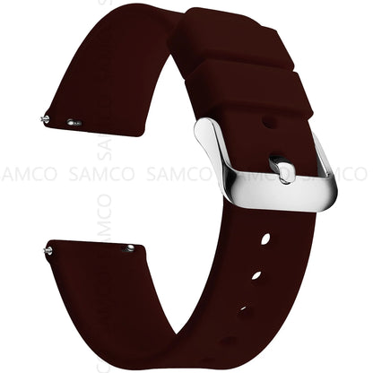 Garmin Curved-End Silicone Band in Dark Brown with Silver Buckle