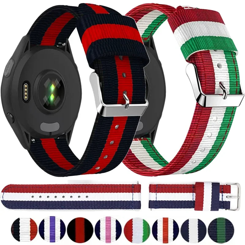 Garmin 20/22mm Quick Release Striped Canvas Nylon Band