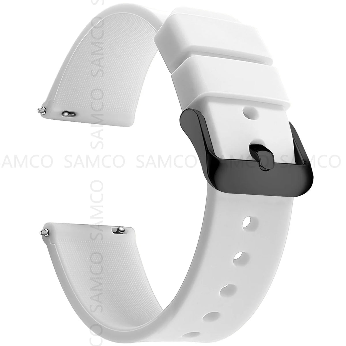 Garmin Curved-End Silicone Band in White with Black Buckle