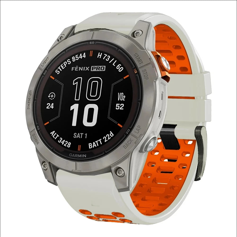 Garmin QuickFit 22/26mm Breathable Two-Tone Silicone Band — band detail