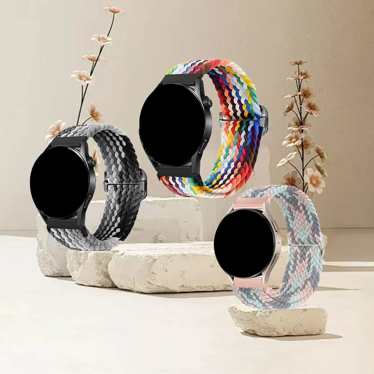 Garmin Braided Stretch Loop Band 3-Pack in Gray Mix, Rainbow & Pastel Mix
