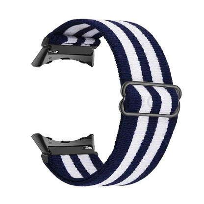 Blue / White Stripe Google Pixel Watch 5, 4 and 3 41mm Elastic Nylon Band, 31 Patterns