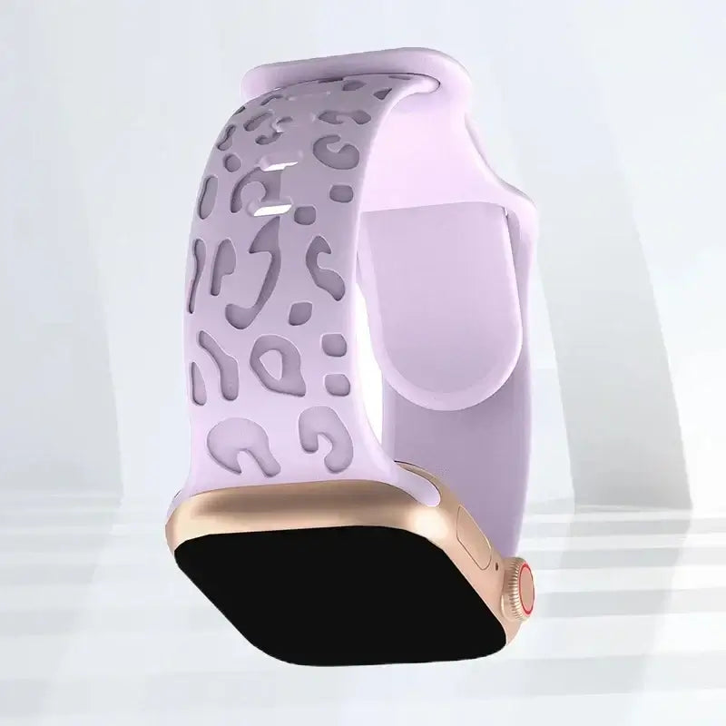 Lavender Leopard silicone Apple Watch band