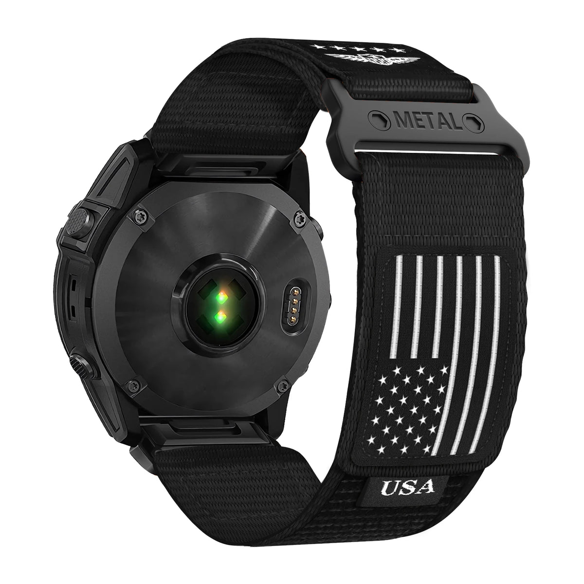 Garmin QuickFit Nylon Band with USA Flag Patch in Black