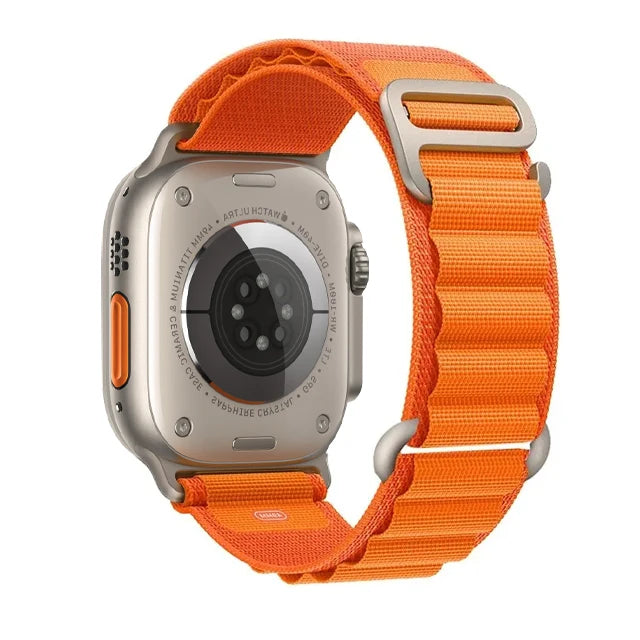 Alpine Style Nylon Apple Watch Loop with Metal Hook in Orange