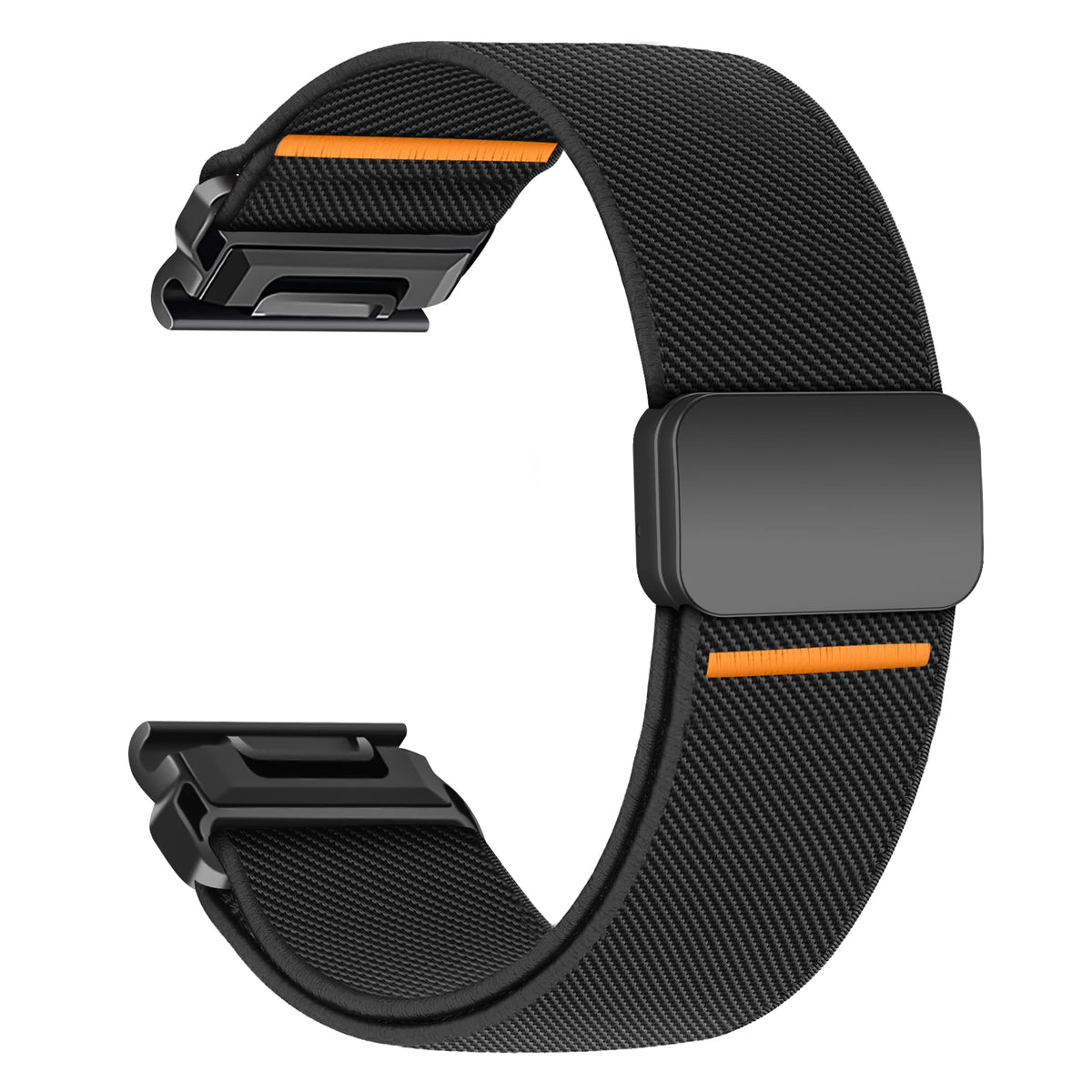 Black Garmin QuickFit 22/26mm Woven Nylon Band with Magnetic Closure