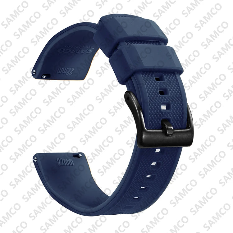 COROS Textured Silicone Watch Band with Buckle Choices - Navy Blue - Black Buckle