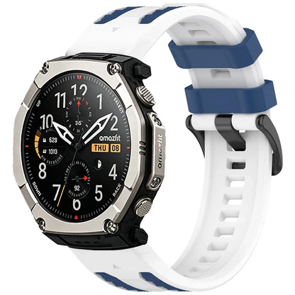 White / Blue Garmin QuickFit 22/26mm Silicone Band with Contrast Keepers