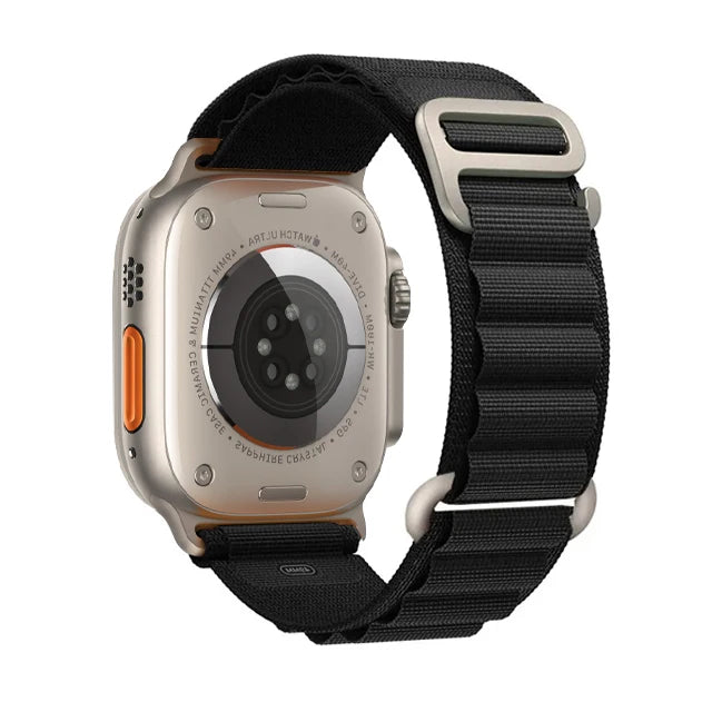 Alpine Style Nylon Apple Watch Loop with Metal Hook in Black