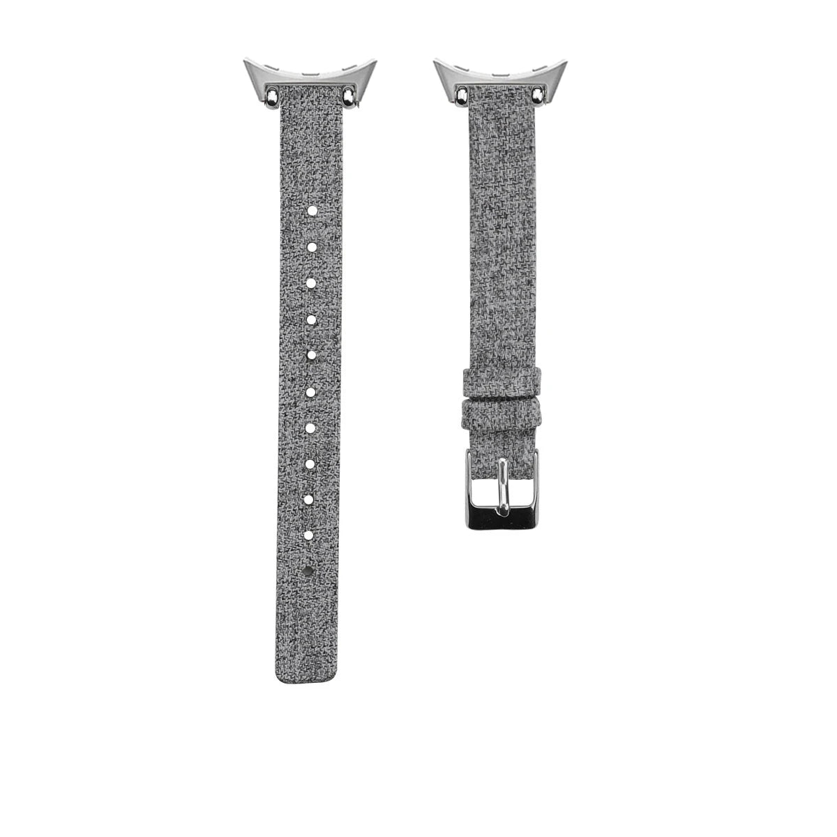 Grey Google Pixel Watch 5, 4 and 3 Slim Canvas Band, Leather Lining