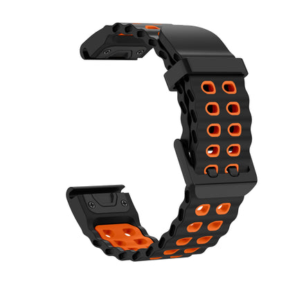 Black / Orange Garmin QuickFit 22/26mm Two-Tone Silicone Running Band