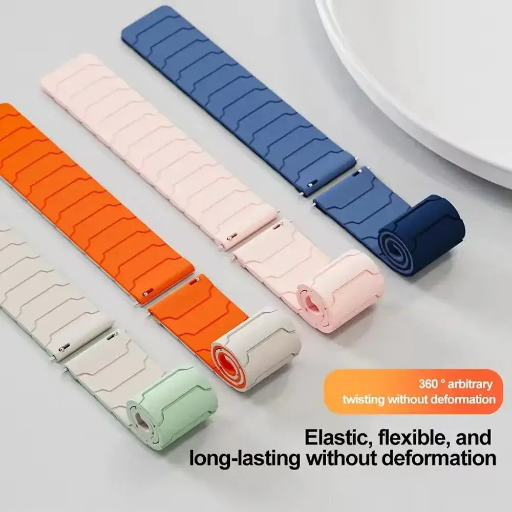 Rolled silicone straps showing segmented texture — BandsCo Straps