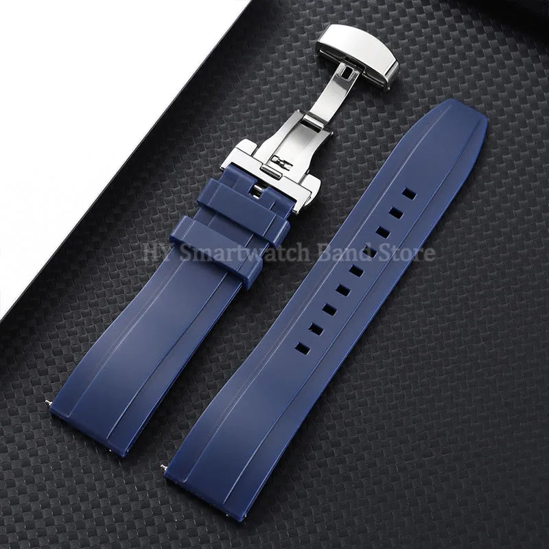 Garmin Silicone Butterfly Clasp Band in Navy Blue with Silver Clasp